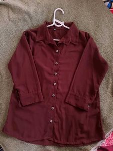 Burgundy Button-Up Shirt