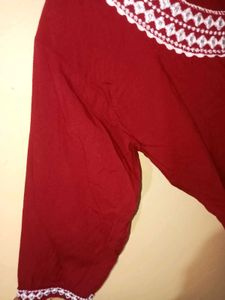 Red Embroidered Top