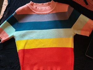 Women Causal Rainbow Top Short Sleeve