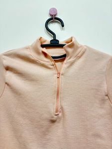 Peach Zip-Up Crop Top