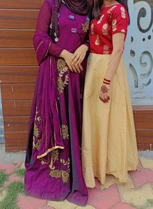 Embroidered Purple Party Gown