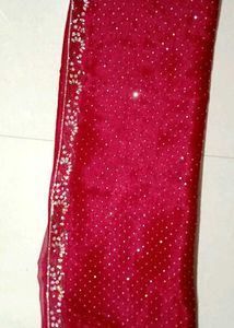 Red Beaded Saree