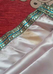 White Saree with Blue Border