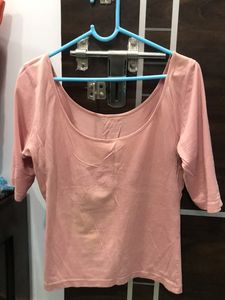 Pink Deep Boat Neck Top