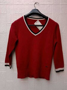 New With Tag Korean Red Stripped Pullover