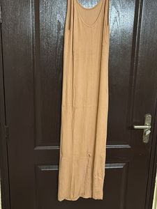 Tan Sleeveless Maxi Dress