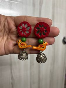 Handcrafted Bird Jhumka Earrings