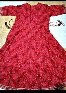 Red Bandhani Kurta
