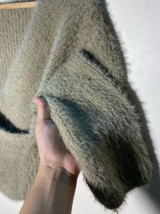 Olive Fuzzy Knit Crop Top