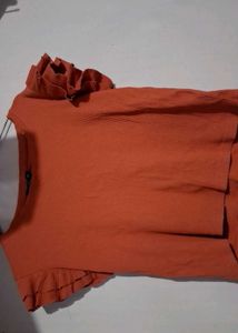 Ribbed Puff Sleeve Top