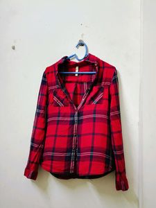 Red Chex Shirt For Women