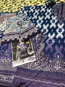 Pakistani Printed Ikat Paisley Unstitched Fabric