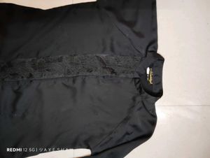 Black Front Open Abaya
