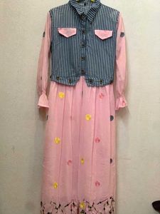 Striped Denim & Pink Dress