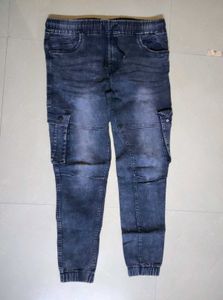 Denim Cargo Joggers