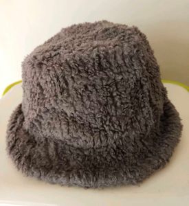 Fuzzy Gray Bucket Hat flawless condition 👍🏻