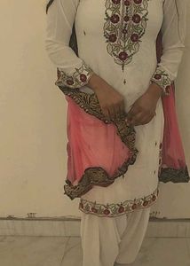 Elegant White Embroidered Salwar Suit