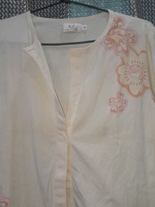 Tich Button Jacket with Flower Design At Front