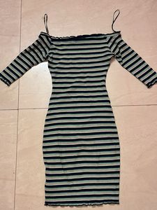 Ginger By Lifestyle Striped Off Shoulder Dress