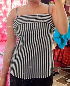 Sassafras Navy Blue Striped Women’s Top