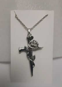 Vintage Rose Cross Necklace