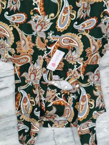 Elegant Green Paisley Print Dress