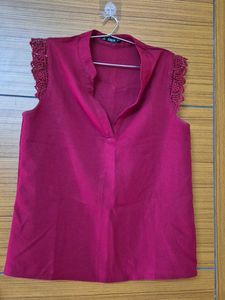 Maroon Lace Detail Top