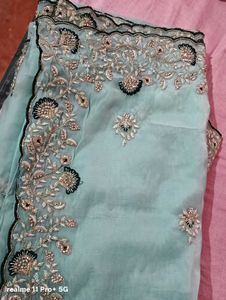 Elegant Embroidery Stone Work Saree