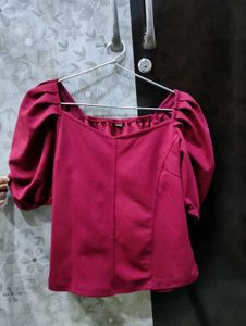 Chic Red Puff Sleeve Top