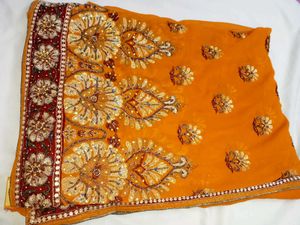 Gorgeous Orange Embroidered Sari