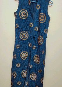 Navy Blue Designer Front Cut Kurti For 34 Bust