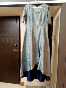 Indya Grey Foil Layered High Low DoubleLayer Tunic
