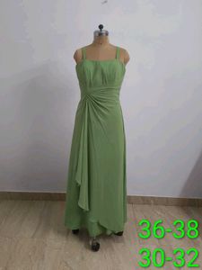 Olive Green Chiffon Gown