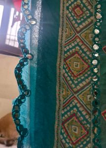 Green Cut Work Vintage Look Saree (New)
