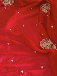 Red Embroidered saree
