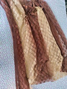 Vintage Brown & Tan Lace Fabric