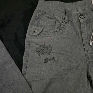low waist straight fit Y2K sparkle denim