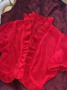 Red Georgette Shrug