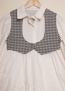 White Dress with Gingham Vest