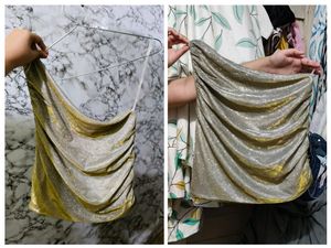 Silver Gold Toned Off Shoulder Crop Top