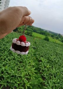 Handmade Crochet Cake Keychain