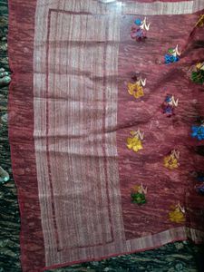 Beautiful Pure Organza Net Saree With Jute Palla