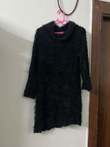 Black Fuzzy Sweater Dress