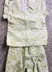 Vintage Green Floral Baby Outfit