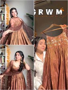 Party Wear Look GownDupatta in Embroidery Sequence