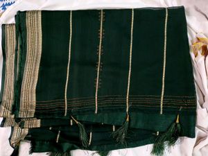 Bottle Green Saree