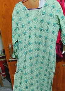 Green Embroidered Kurta
