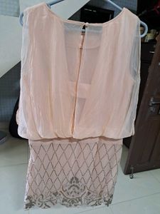 Peach Dress with Embellishments