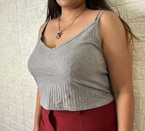 Maroon Pants And Grey H&amp;M Crop Top Combo