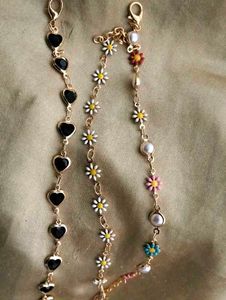 Daisy &amp; Heart Charm Gold Bracelets - Set of 3